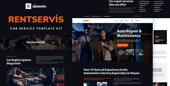 Rent Servis - WordPress Araç Tamirat Elements Kits