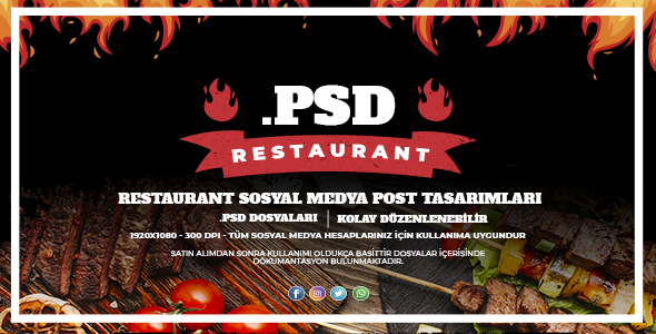 PSD Banner - Restaurant Instagram Tasarım Paketi